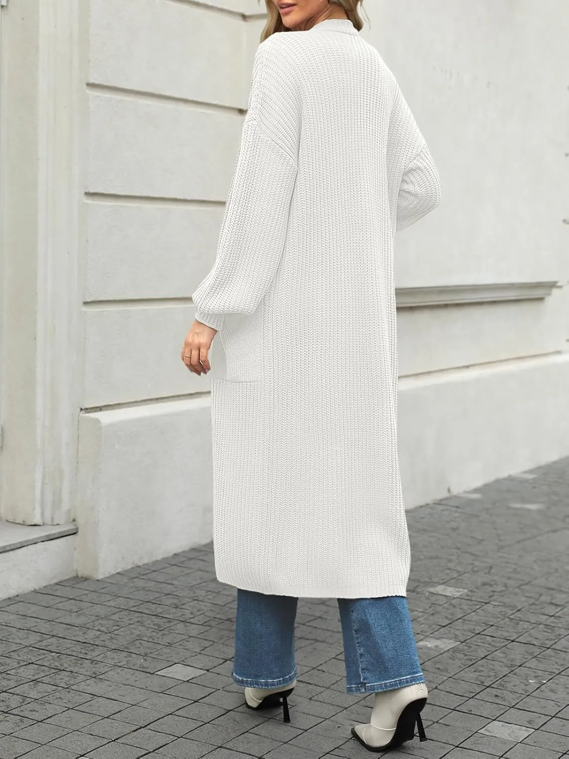 LILLUSORY Women's Oversized Long Cardigan Open Front Duster Sweater with Pockets