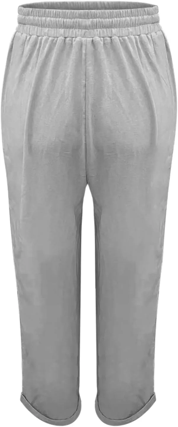 Linen Pants Linen Wide Leg Pants for Women High Waisted Linen Pants Women Women's Summer Linen Pants Casual Loose Drawstring