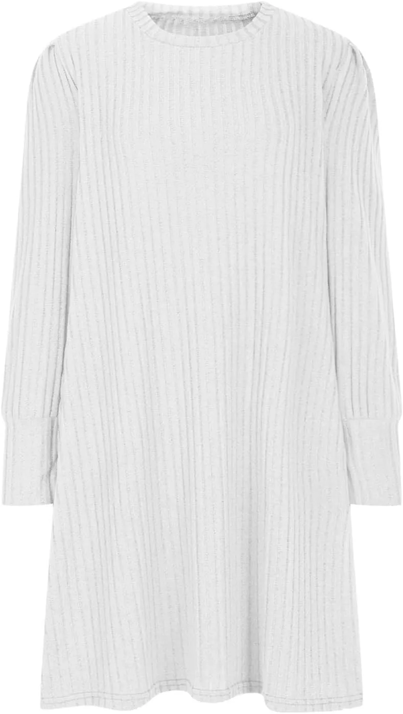 Long Sleeve Ribbed Knit Long Sleeve Dress with Pockets for Women Casual Winter Fall Midi Wedding Guest Work Outfits