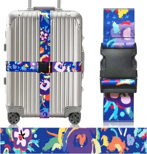 Luggage Straps for Suitcases, Eye-catching Suitcase Strap, Adjustable Travel Belt Accessories Luggage Connector Identifiers Over Handle with Buckle,Suitcase Straps to Hold Suitcases Together (Blue)