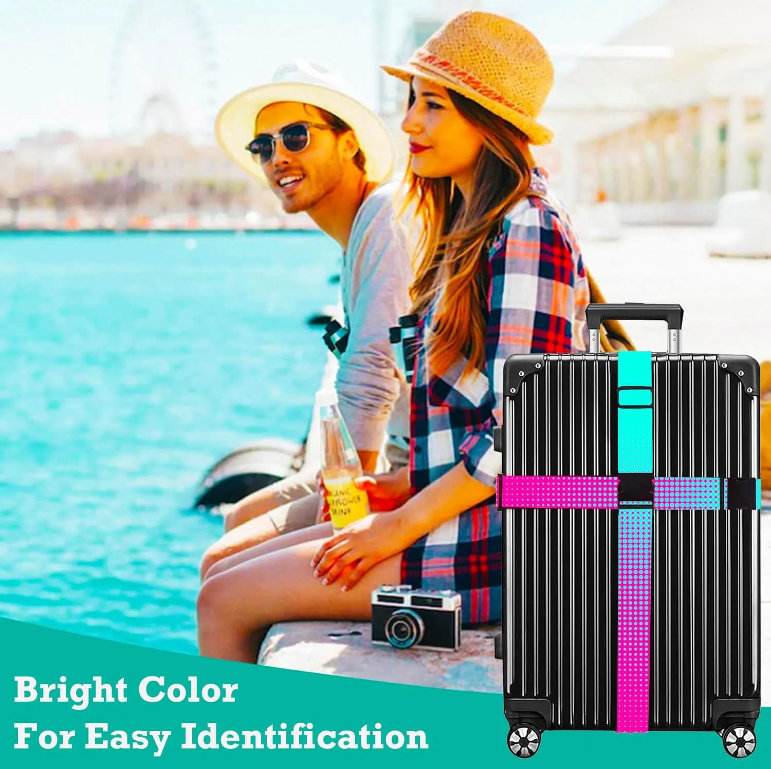 Luggage Straps for Suitcases TSA Approved Easy Pack Organized Suitcase Strap, Luggage Strap, Luggage Belt Strap, Bag Straps for Luggage. Buckle Straps Travel Accessories (Gradient Dot)