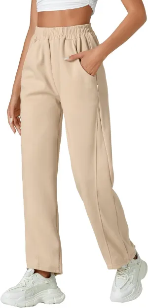 LYANER Women's Casual High Waist Loose Straight Sweatpants Trousers with Pockets