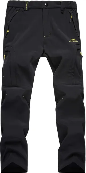 MAGCOMSEN Men's Winter Pants 5 Zip Pockets Snow Ski Pants Fleece Lined Water Resistant Hiking Pants