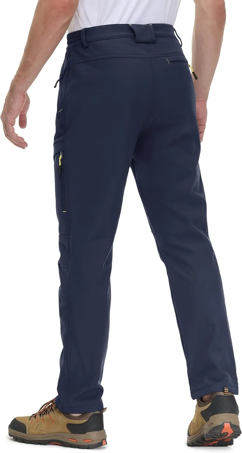 MAGCOMSEN Men's Winter Pants 5 Zip Pockets Snow Ski Pants Fleece Lined Water Resistant Hiking Pants