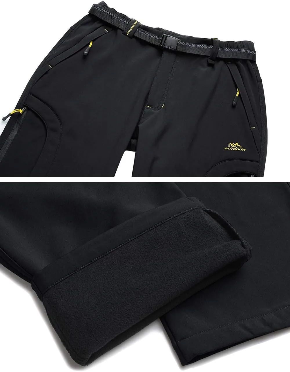 MAGCOMSEN Men's Winter Pants 5 Zip Pockets Snow Ski Pants Fleece Lined Water Resistant Hiking Pants