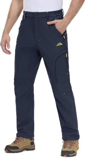 MAGCOMSEN Men's Winter Pants 5 Zip Pockets Snow Ski Pants Fleece Lined Water Resistant Hiking Pants