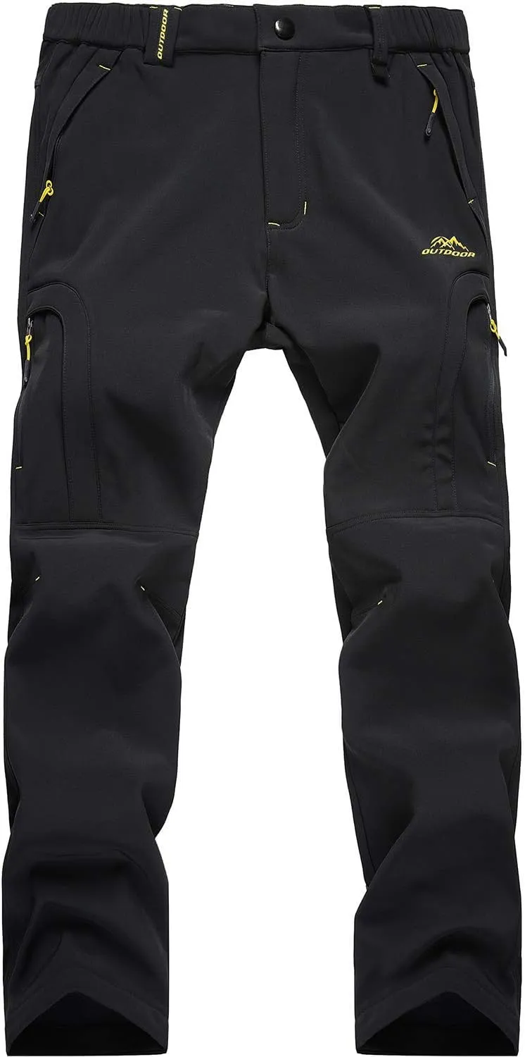 MAGCOMSEN Men's Winter Pants 5 Zip Pockets Snow Ski Pants Fleece Lined Water Resistant Hiking Pants