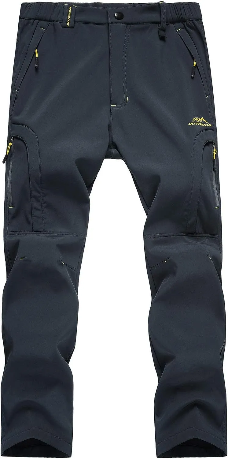 MAGCOMSEN Men's Winter Pants 5 Zip Pockets Snow Ski Pants Fleece Lined Water Resistant Hiking Pants