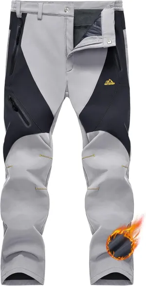MAGCOMSEN Men's Winter Pants Snow Pants Fleece Lined Water Resistant 4 Zip Pockets Skiing Pants