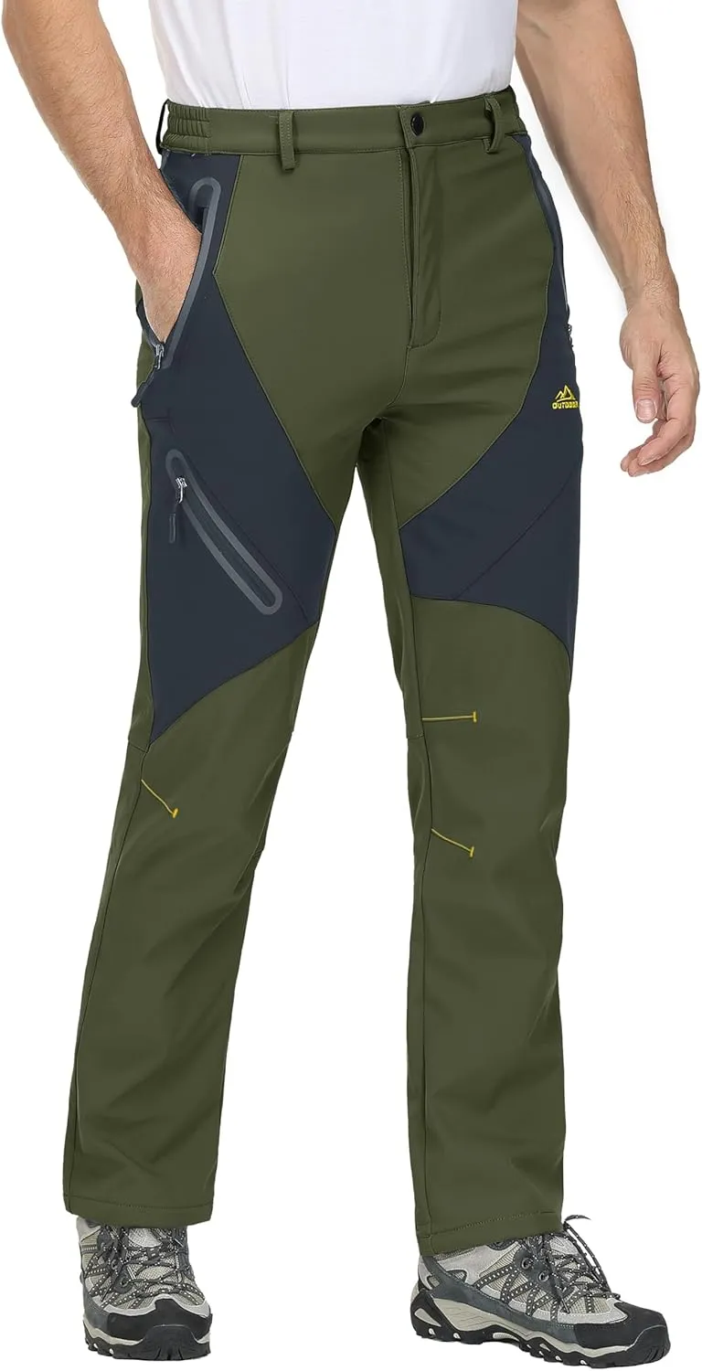 MAGCOMSEN Men's Winter Pants Snow Pants Fleece Lined Water Resistant 4 Zip Pockets Skiing Pants
