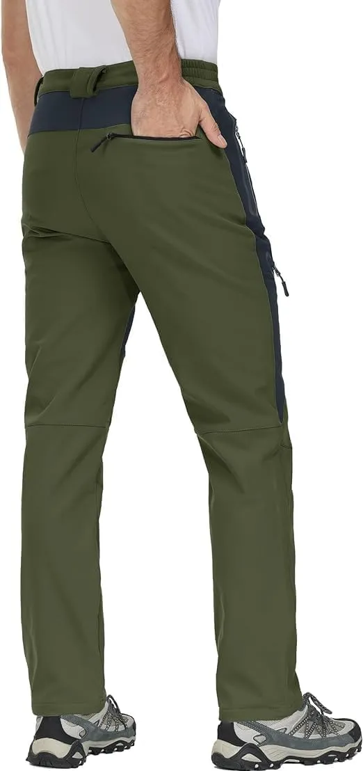 MAGCOMSEN Men's Winter Pants Snow Pants Fleece Lined Water Resistant 4 Zip Pockets Skiing Pants
