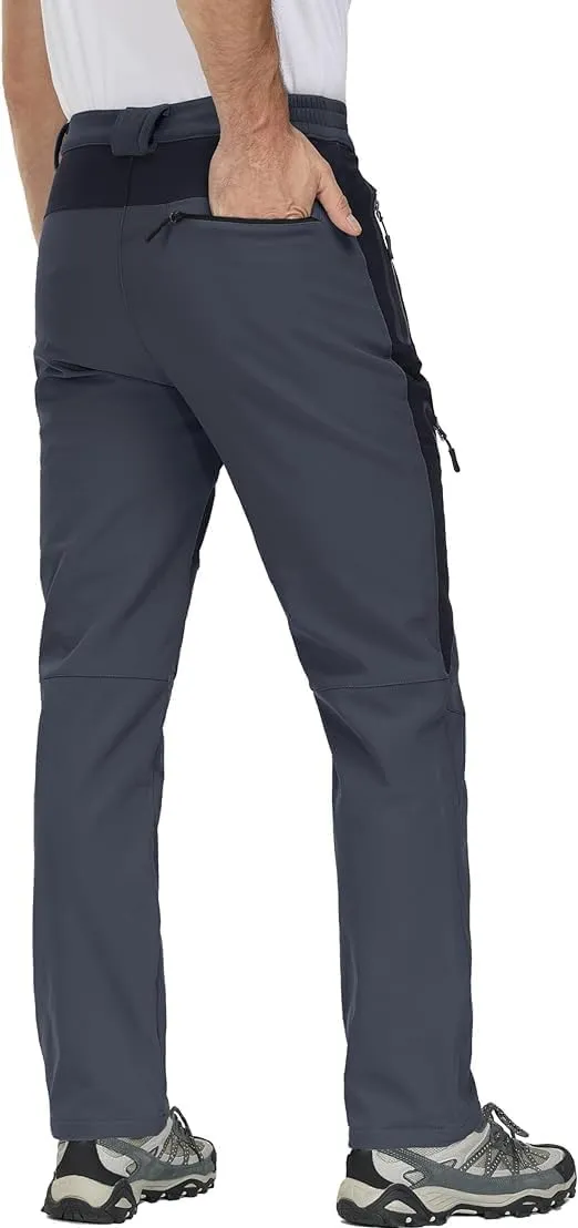 MAGCOMSEN Men's Winter Pants Snow Pants Fleece Lined Water Resistant 4 Zip Pockets Skiing Pants