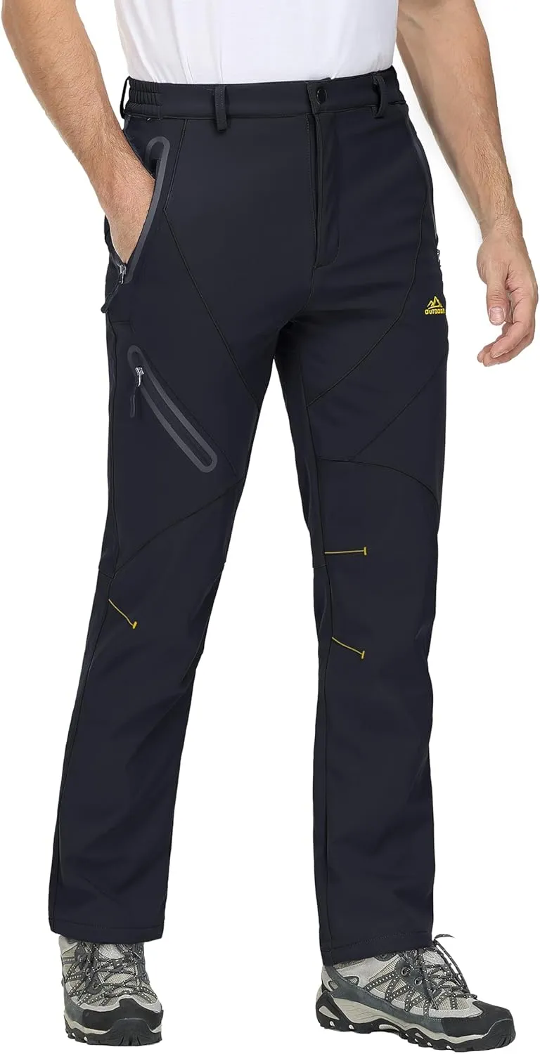 MAGCOMSEN Men's Winter Pants Snow Pants Fleece Lined Water Resistant 4 Zip Pockets Skiing Pants