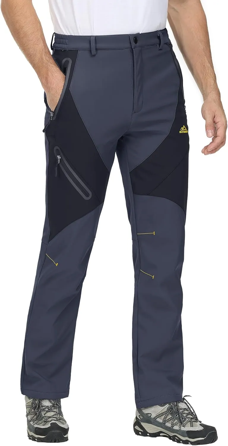 MAGCOMSEN Men's Winter Pants Snow Pants Fleece Lined Water Resistant 4 Zip Pockets Skiing Pants