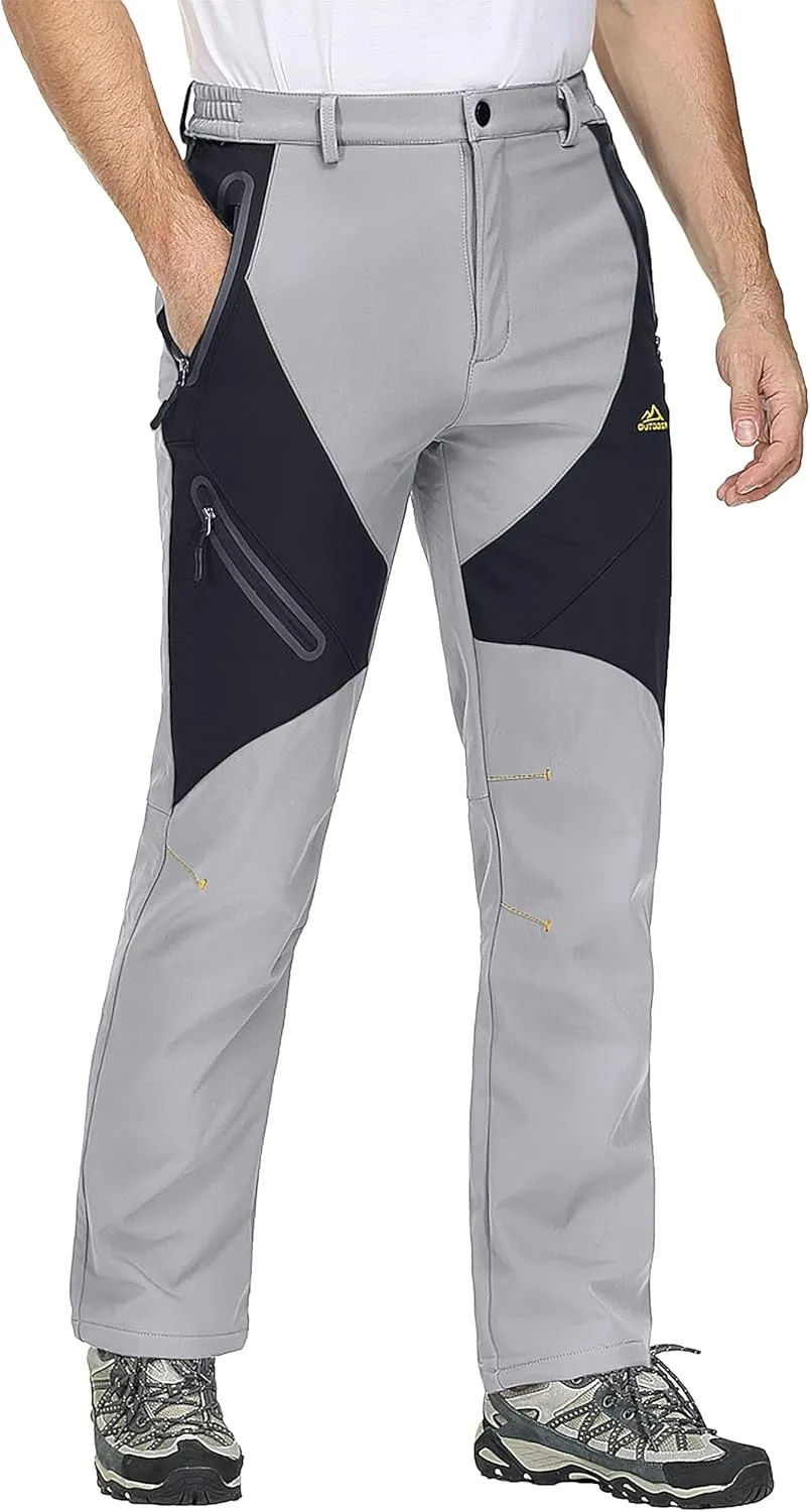 MAGCOMSEN Men's Winter Pants Snow Pants Fleece Lined Water Resistant 4 Zip Pockets Skiing Pants