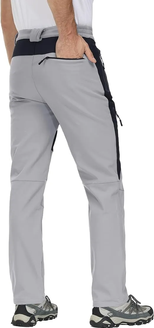 MAGCOMSEN Men's Winter Pants Snow Pants Fleece Lined Water Resistant 4 Zip Pockets Skiing Pants