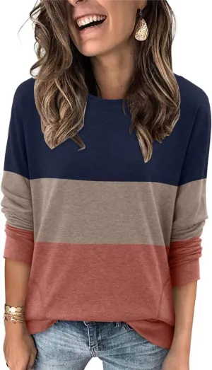 Magritta Womens Tunic Tops Casual Long Sleeve Round Neck Stretchy Loose Fit Sweatshirt Pullover Shirts with Pockets