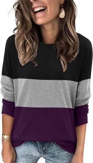 Magritta Womens Tunic Tops Casual Long Sleeve Round Neck Stretchy Loose Fit Sweatshirt Pullover Shirts with Pockets