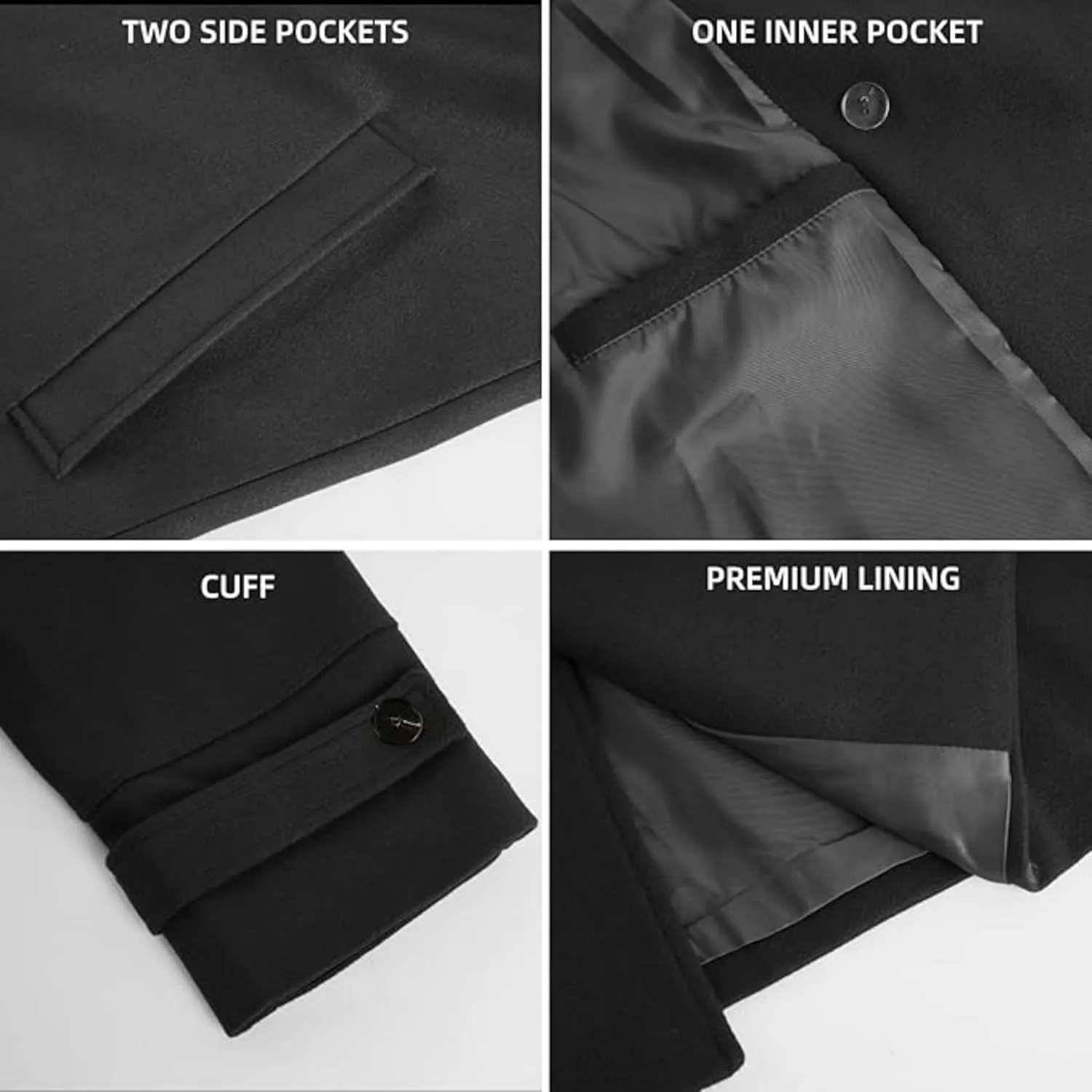 Maiyifu-GJ Men's Loose Belted Wool Blend Peacoat Thick Notch Lapel Long Trench Coats Casual Warm Fashion Overcoat