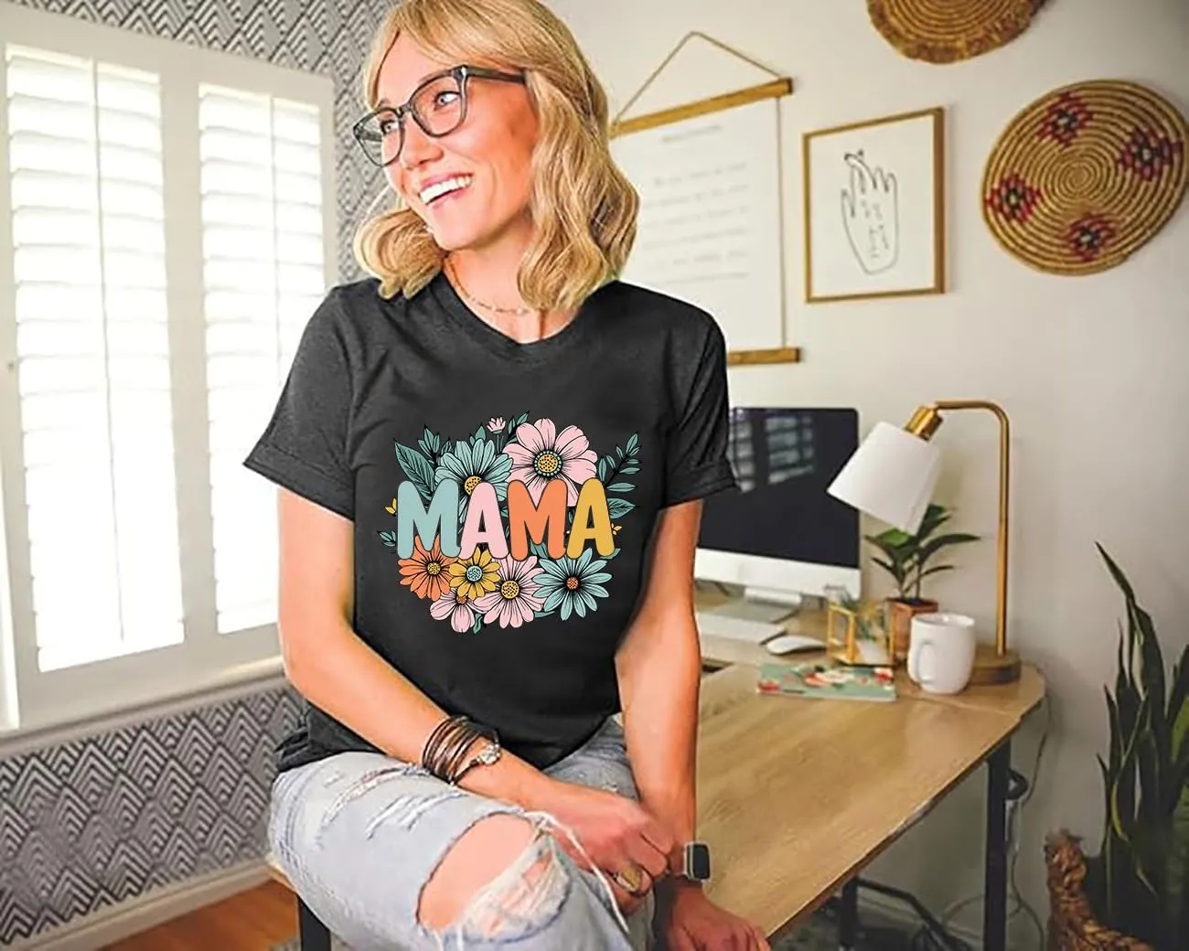 Mama Shirt Women Mama Graphic Tee Funny Mom Letter Print Short Sleeve Tshirt Fashion Summer Tops