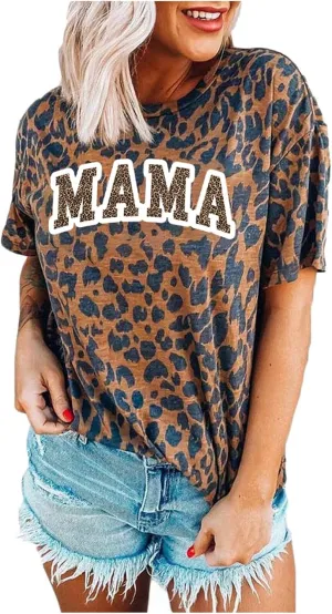 Mama Shirt Women Mama Graphic Tee Funny Mom Letter Print Short Sleeve Tshirt Fashion Summer Tops