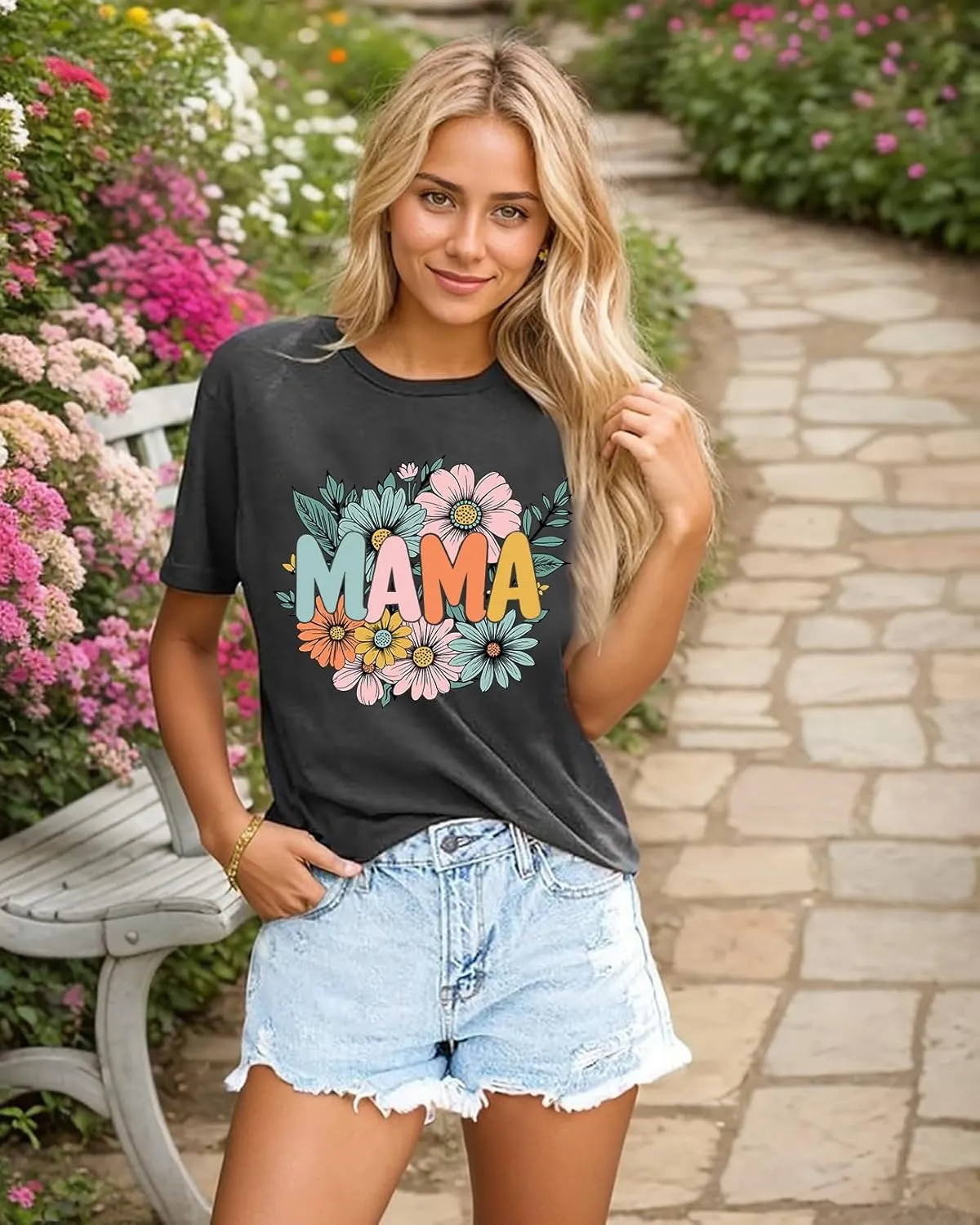 Mama Shirt Women Mama Graphic Tee Funny Mom Letter Print Short Sleeve Tshirt Fashion Summer Tops