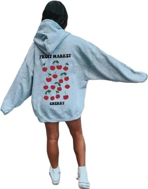 Meiweileya Womens Y2k Oversized Cute Preppy Graphic Printed Hoodies Letter Aesthetics Pullover Long Sleeve