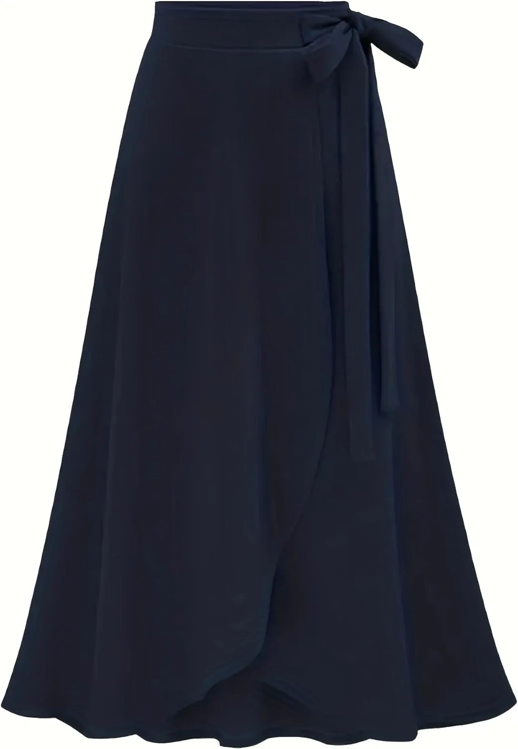 Melliflo Women's High Waist A-Line Slit Irregular Bow Skirt Casual Beach Flowy Swing Long Skirts