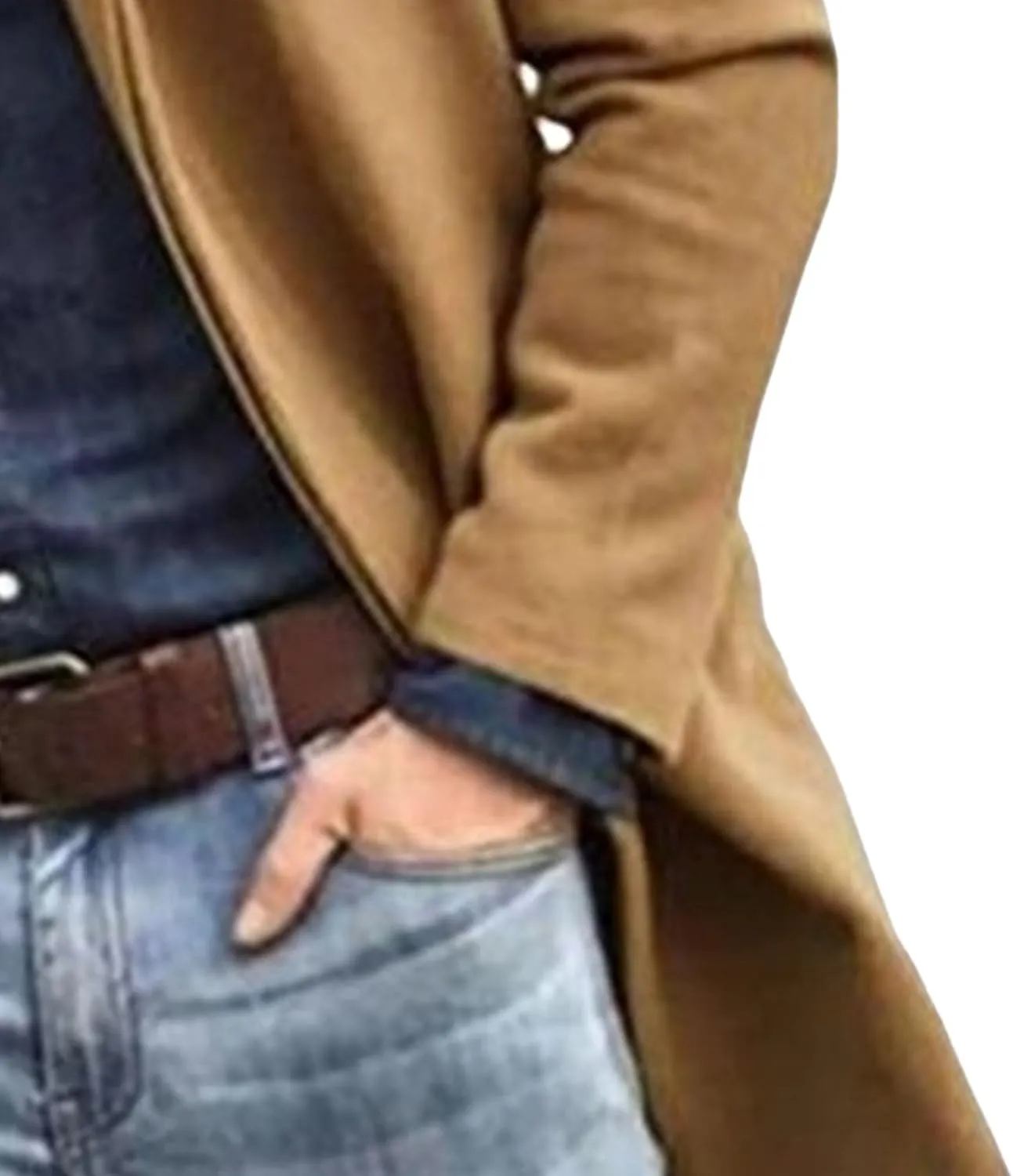 Men's Fall Winter Color Wool Coat Casual Single Breasted Pea Overcoat Slim Fit Notched Collar Trench Coats