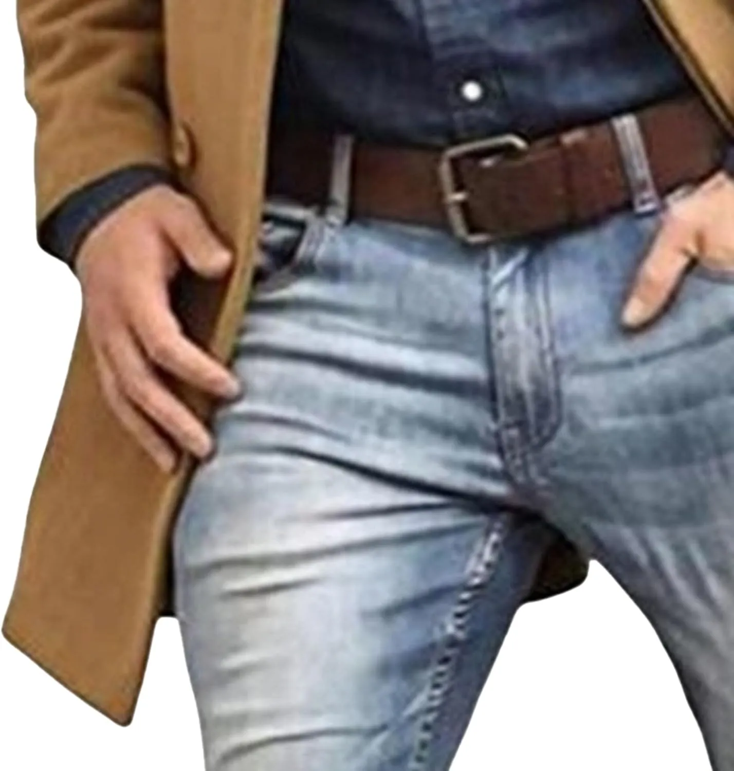 Men's Fall Winter Color Wool Coat Casual Single Breasted Pea Overcoat Slim Fit Notched Collar Trench Coats