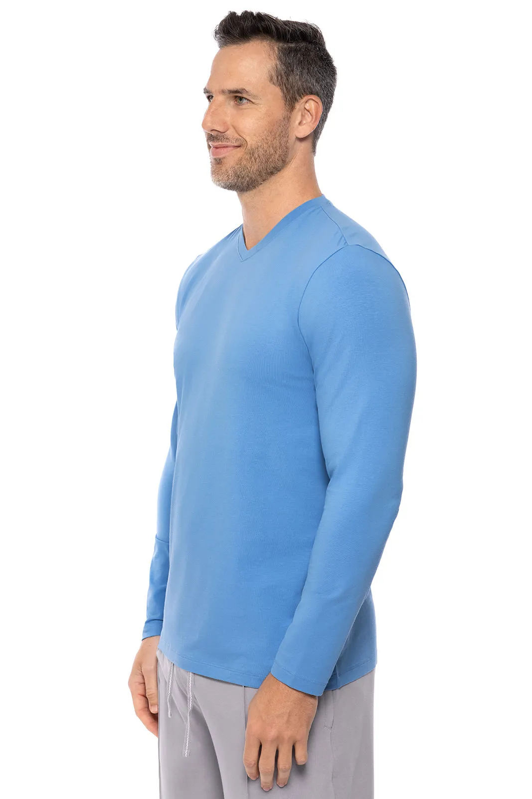 Men's Morada Everyday Long Sleeve V-Neck T-Shirt | Clear Sky Blue
