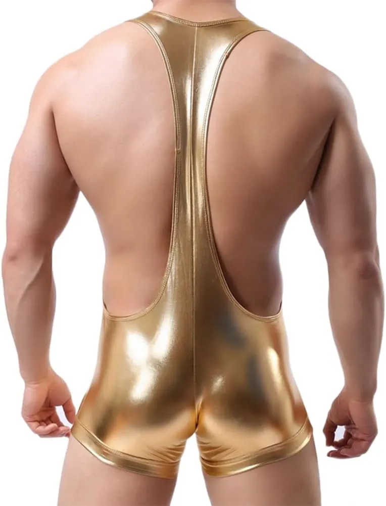 Mens sexy Leotard Leather underwear imitation leather briefs adult clothes male lingerie Cosplay Costume