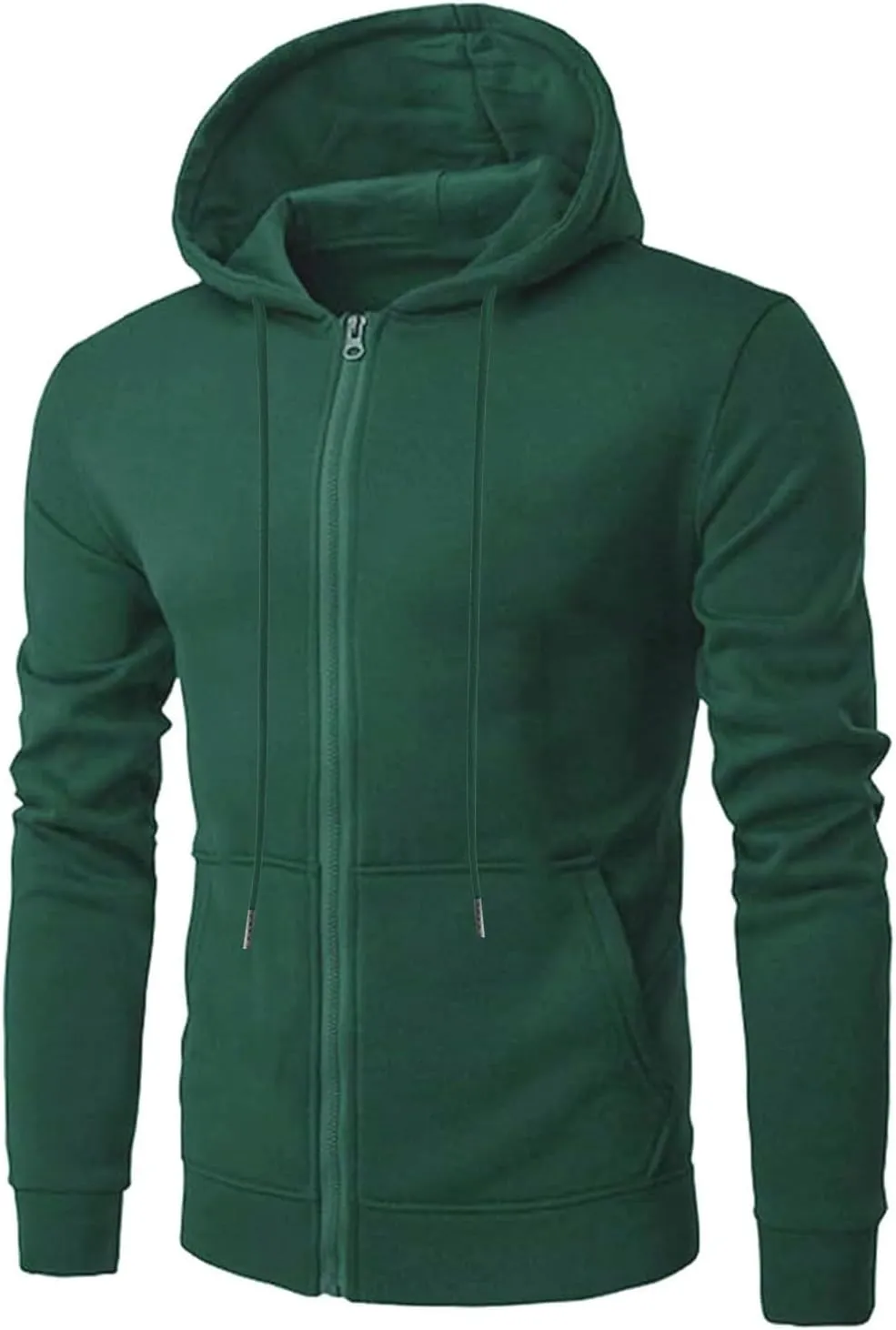 Mens Slim Fit Lightweight Zip Up Hoodie with Pockets Long Sleeve Full-Zip Hooded Sweatshirt Drawstring Casual Hoodies