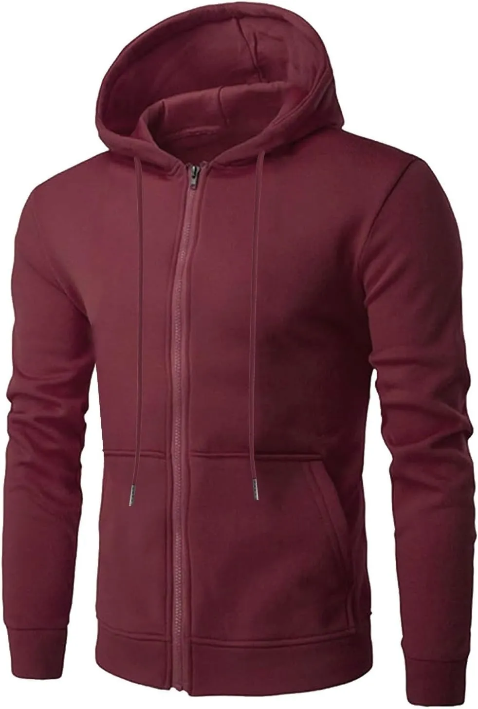 Mens Slim Fit Lightweight Zip Up Hoodie with Pockets Long Sleeve Full-Zip Hooded Sweatshirt Drawstring Casual Hoodies