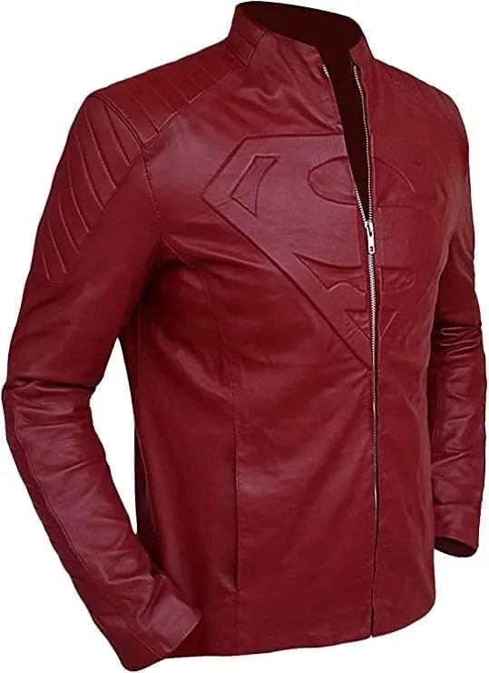 Mens Smallville Clark Kent Tom Welling Genuine Leather Superhero Jacket.