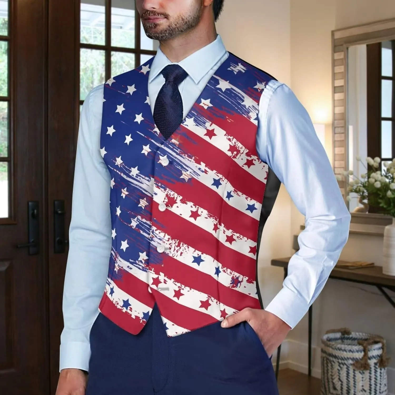 Men's Suit Vests Casual Formal Dress Vest Business Slim Fit Waistcoat Vest for Suits Tuxedo with Back Strap S-4XL