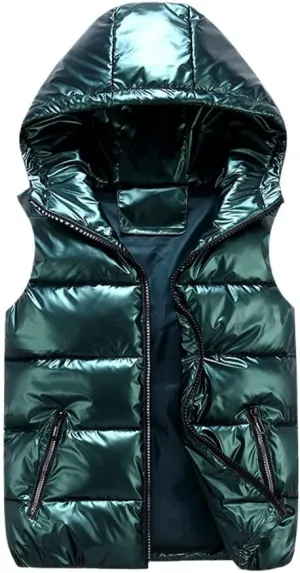 Men's Vest Winter Cotton Padded Hooded Coat Sleeveless Jacket Casual Thick Waistcoat
