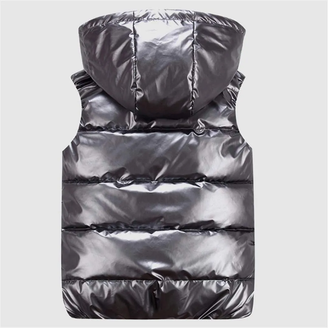Men's Vest Winter Cotton Padded Hooded Coat Sleeveless Jacket Casual Thick Waistcoat