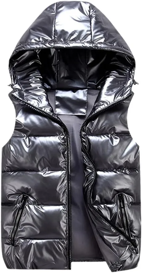 Men's Vest Winter Cotton Padded Hooded Coat Sleeveless Jacket Casual Thick Waistcoat