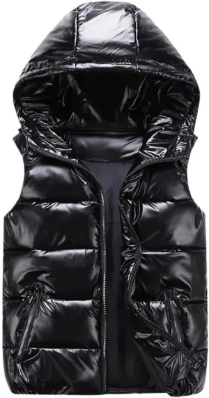 Men's Vest Winter Cotton Padded Hooded Coat Sleeveless Jacket Casual Thick Waistcoat