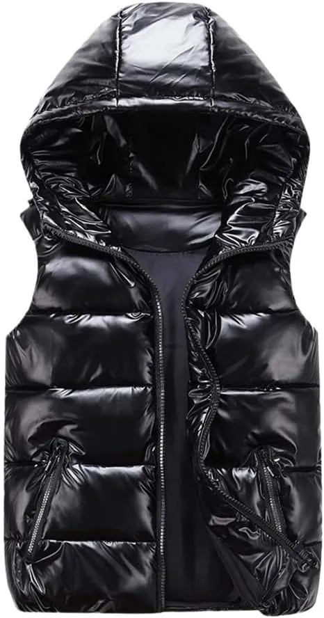Men's Vest Winter Cotton Padded Hooded Coat Sleeveless Jacket Casual Thick Waistcoat