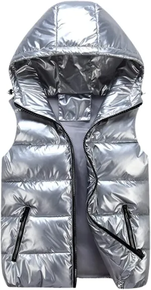 Men's Vest Winter Cotton Padded Hooded Coat Sleeveless Jacket Casual Thick Waistcoat