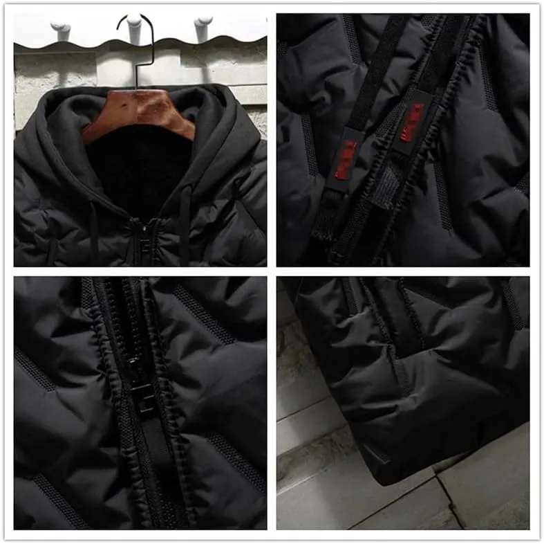 Mens Winter Fleece Vest, Sleeveless Jacket Hooded Coat, Cotton Padded Windproof Vest