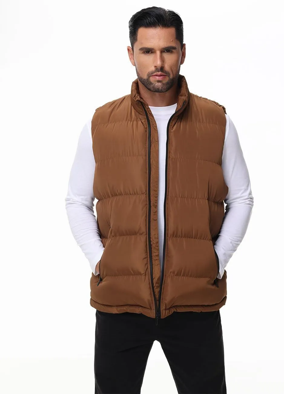 Men'S Winter Lightweight Puffer Vest Sleeveless Jacket Casual Puffy Vests