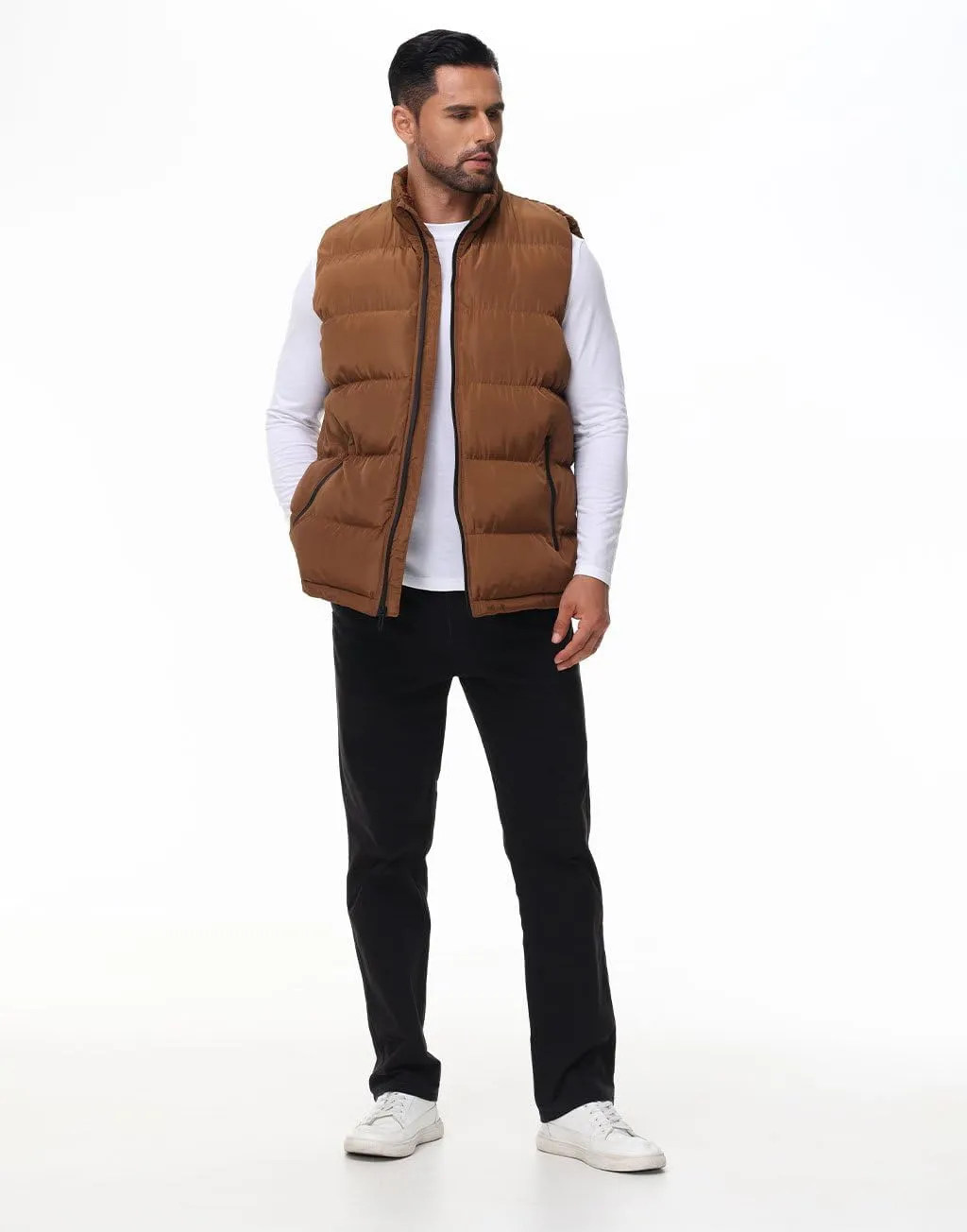 Men'S Winter Lightweight Puffer Vest Sleeveless Jacket Casual Puffy Vests