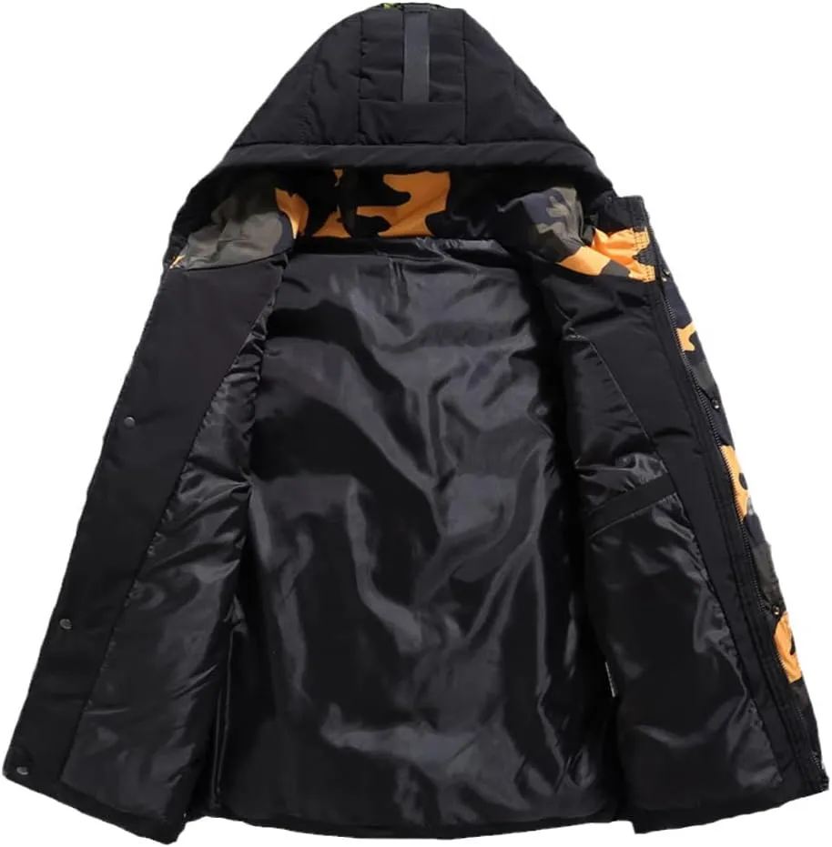 Men's Winter Sleeveless Jacket Coat, Casual Thick Warm Cotton Padded Down Hooded Waistcoat Large Size