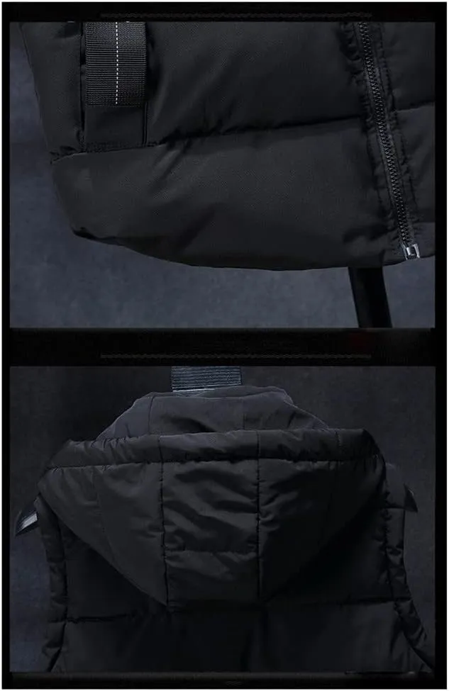 Mens Winter Sleeveless Jacket Down Vest Warm Thick Hooded Coats Cotton-Padded Work Waistcoat Gilet