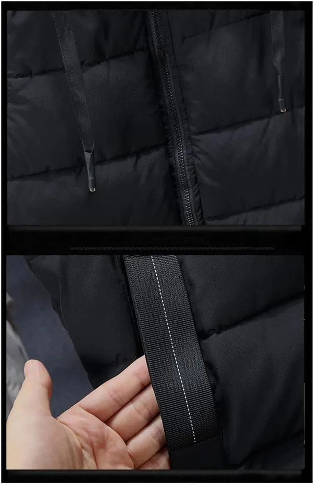 Mens Winter Sleeveless Jacket Down Vest Warm Thick Hooded Coats Cotton-Padded Work Waistcoat Gilet