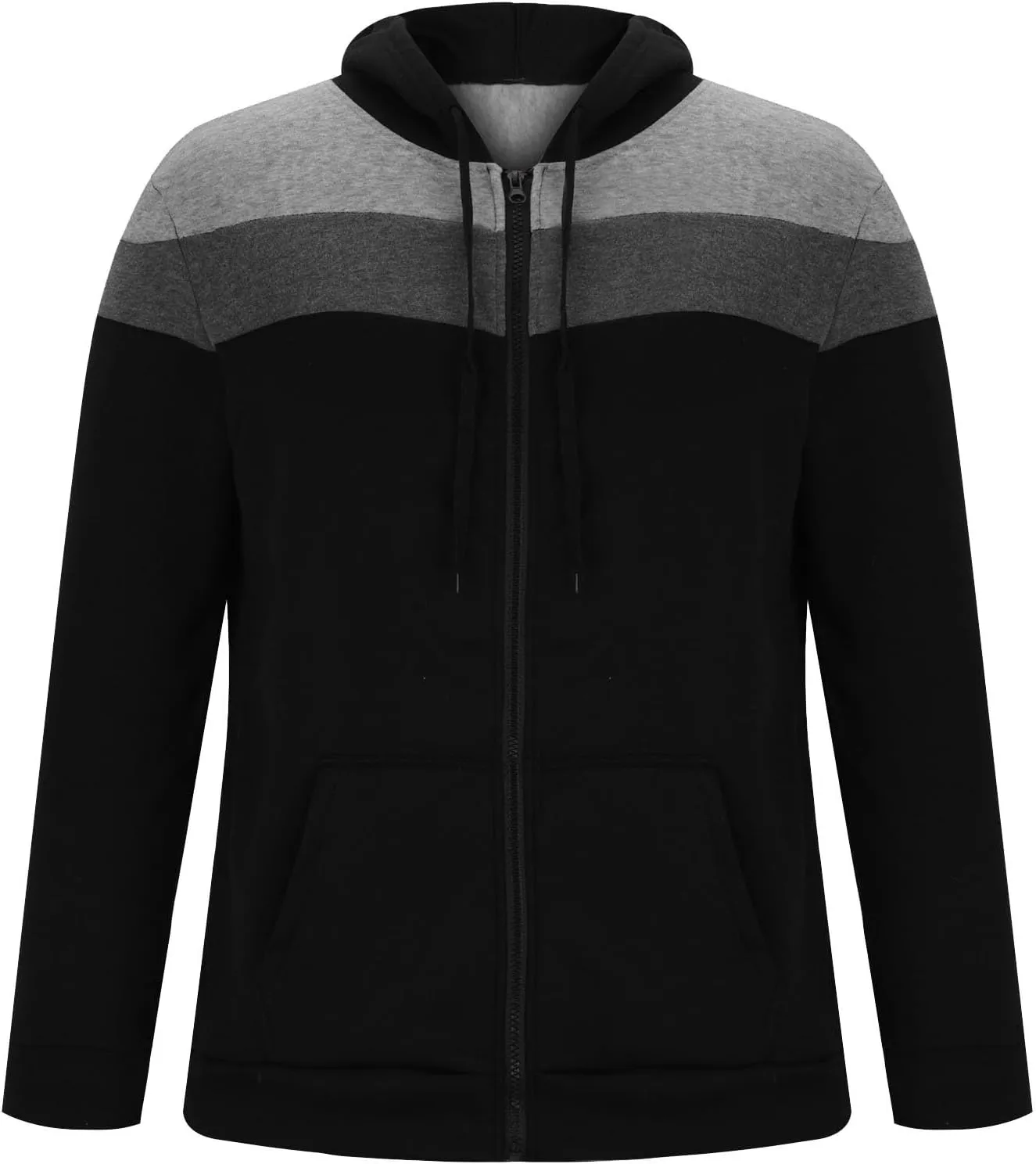 Mens Zip Up Hoodies Jacket Casual Color Block Print Sport Sweatshirts Outerwear Athletic Workout Pullover Sweatshirt