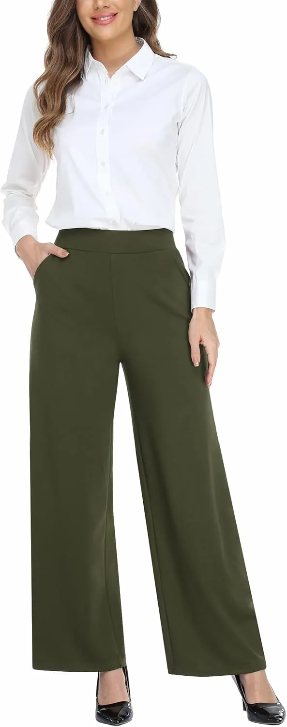 MISS MOLY Women's High Waist Wide Leg Palazzo Pants Business Casual Stretch Trousers Dress Pants